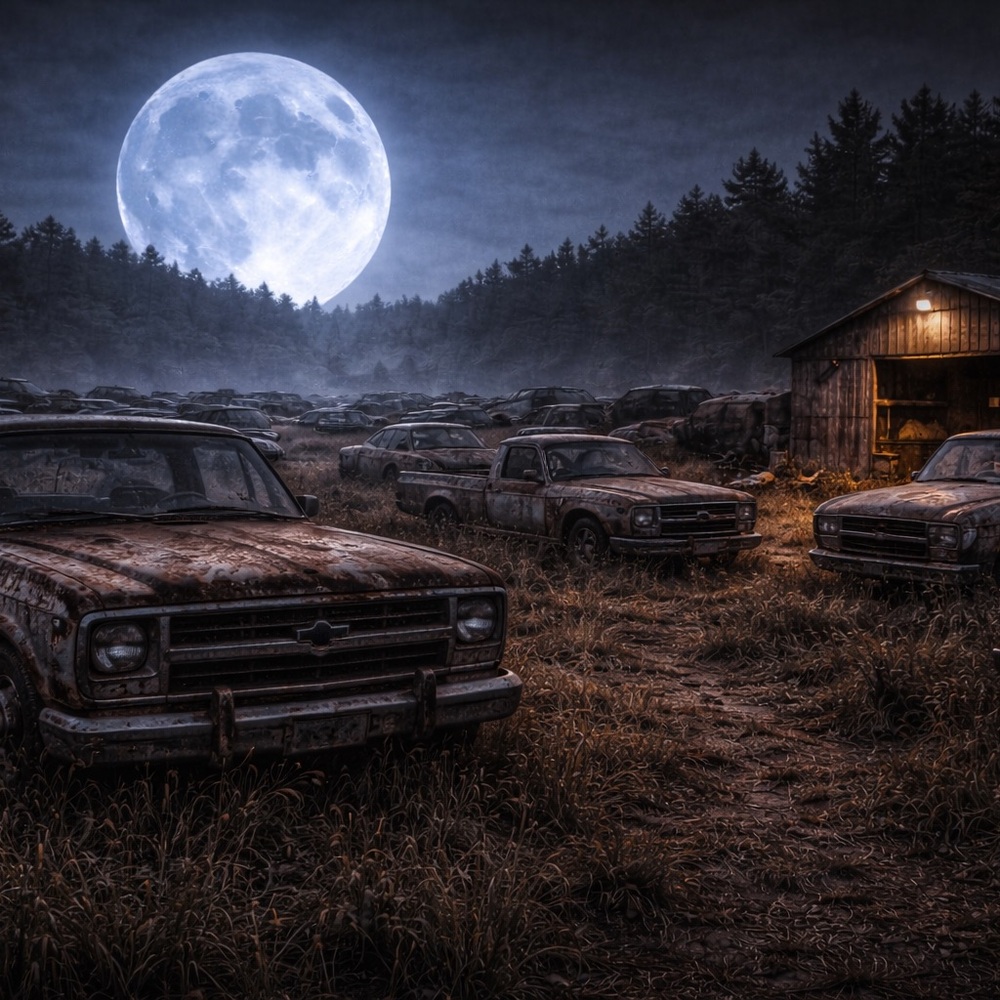 Rustic Moonlit Landscape Art Print 8x10 Glossy